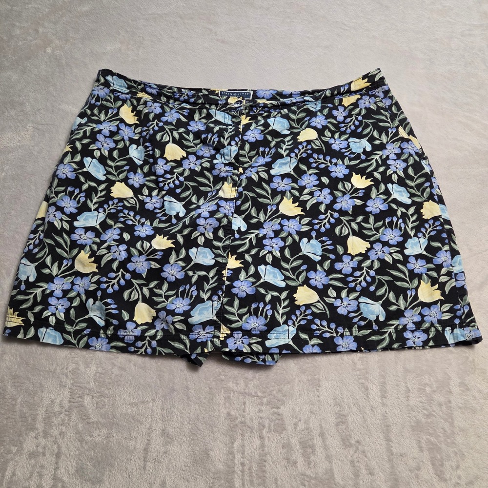 Karen Scott Woman Floral Skort Black Blue Yellow Plus Size 16W Cottagecore